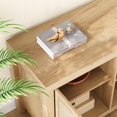 thumbnail image 6 of Yeshouse Rattan TV Stand for 75 inch, Boho Entertainment Center with Adjustable Shelves, Natural Oak TV & Media Cabinet 2-Tier Storage for Living Room Bedroom, 6 of 7