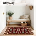 thumbnail image 3 of ODIKA 6'x9' Machine Washable Non-Slip Area Rug, Festive Patchwork of Vintage Ornaments and Snowflake Filigree High Traffic Rug, Red, 621784, 3 of 7