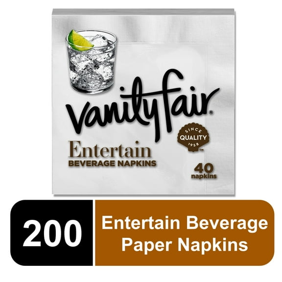 Vanity Fair Impressions Beverage Napkins, 5 packs of 40 (200 total)