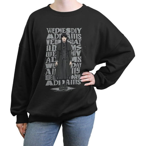 Juniors Wednesday Cartoon Name Stack Sweatshirt