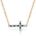 thumbnail image 1 of Galaxy Gold 14k 22" Rose Gold Cross Necklace with Diamonds and Sapphires, 1 of 3