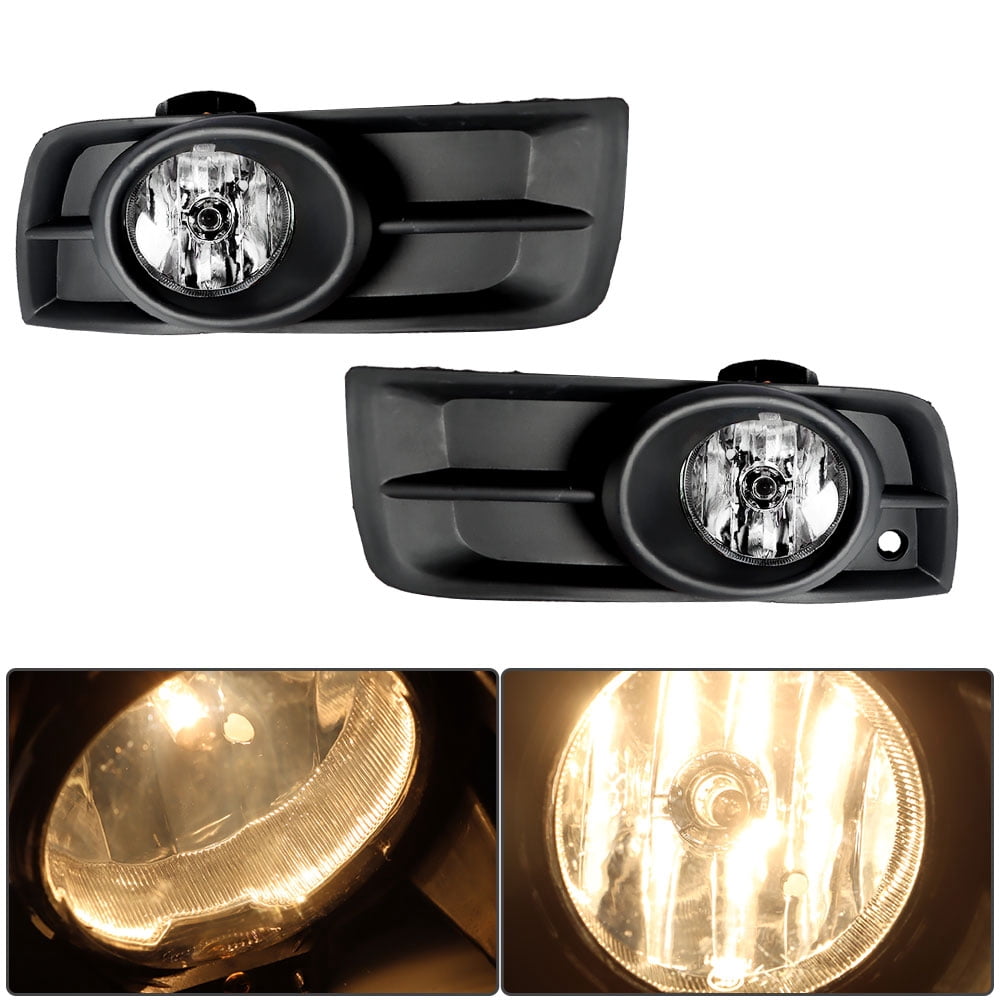 Fog Lights Assembly Replacement for 2010-2014 Chevy Cruze Clear Lens with Bulbs + Bezel Front Driving Fog Light Left+Right Side (Passenger & Driver Side)