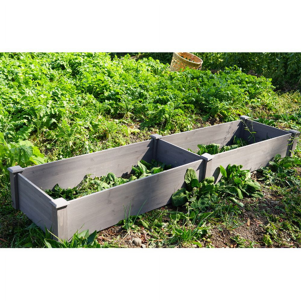 Howcool 8x2ft Outdoor Raised Garden Bed, Large Wooden Planter Box for Vegetables & Flowers, Above Ground Gardening Bed, Easy Assembly for Backyard Patio, Gray, 96x28x10''