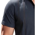 thumbnail image 4 of COSFO Blue Mens Casual Button Down Shirts Short Sleeve Summer Shirt Collared Beach Loose Fit Men's Shirts M, 4 of 6