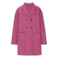 thumbnail image 4 of Womens Trench Coat Mid Length Wool Long Sleeve Lapel Collar Cardigan Winter Warm Solid Color Coats with Pockets (Pink L), 4 of 6