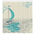 thumbnail image 3 of Ambesonne Black White Shower Curtain, Cloudy Sailing Boat, 69"Wx84"L, Aqua Beige, 3 of 5