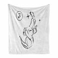 thumbnail image 1 of Zodiac Capricorn Soft Flannel Fleece Blanket, Monochrome Sketch Style Capricorn Line Art Design with Star Pattern, Cozy Plush for Indoor and Outdoor Use, 70" x 90", Black and White, by Ambesonne, 1 of 6
