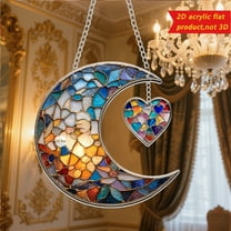 Hxlamzoo Colorful Moon Hanging Decoration - 2D Door Window Garden Pendant for Wedding Party Scene Arrangement Props with Iron Chains