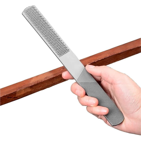 Fmxomd Wood Rasp File 4 Way Hand File and Round Rasp, Carbon Steel Half Round Flat & Needle Files Wood Rasp Set for Sharping Wood and Metal Tools, Silver
