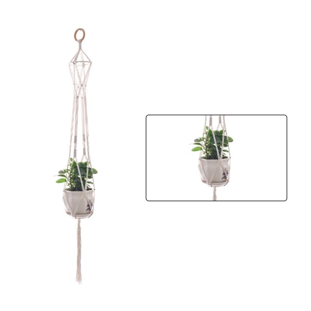 Advancent Cestas colgantes 100 hechas a mano, soporte para plantas, macramé, colgador de plantas, maceta para colgar en la pared interior, soporte para Jardín y Patio No.33 Advancent HA001777-33