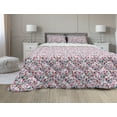 thumbnail image 1 of Tulip Comforter & Sham Bedding Set, Floral Background with Linked Swirling Tulip and Branches Fresh Ornate, 3 pcs Duvet Set Microfiber Filling Quilt, 5 Sizes, Pink Teal Red, by Ambesonne, 1 of 4