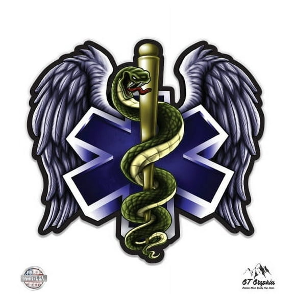 EMS Emergency Services Medican Snake - 3" Vinyl Sticker - For Car Laptop I-Pad Phone Helmet Hard Hat - Waterproof Decal