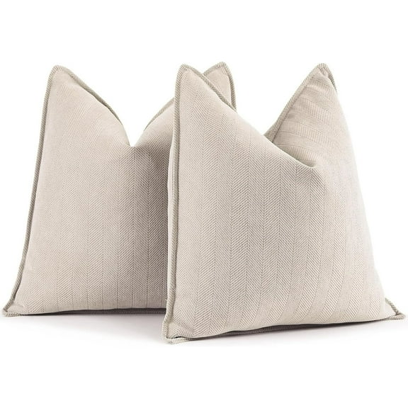 MYDOMIC Throw Pillow Covers 18"x18" Set of 2 Pack,Soft Chenille Decorative Throw Pillow Cover for Bed Couch Sofa,Beige