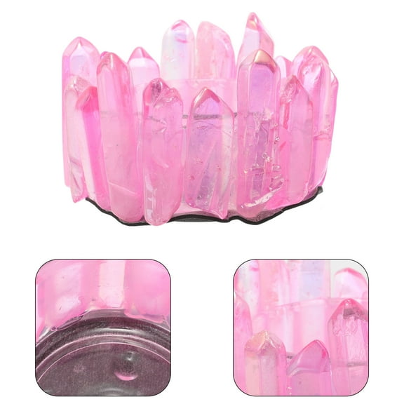 IDEANATEGRATE Pink Crystal Candle Stand 7.00X7.00X5.00CM Pillar Shape Home Wedding Dinner Table Decor 1Set
