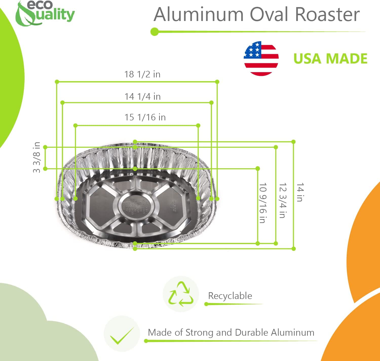 Disposable Aluminum Oval Roaster Handle Rack Roaster 18.25 L x 13 W x 3.5