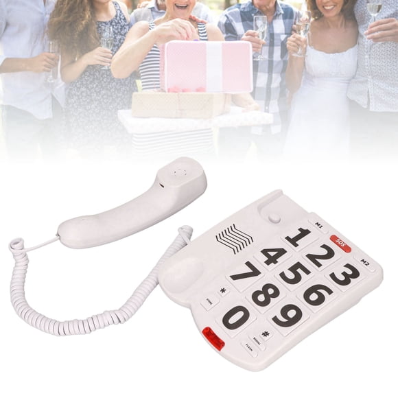 Teléfono Para Personas Mayores, Teléfono Portátil Con Cable Y Botón Grande, Ahorro De Energía, Plug And Play, Gran Volumen Ajustable Para Personas Mayores