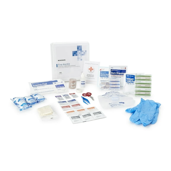 McKesson First Aid Kit for 50 People, Wall Mount, Plastic Case, 9.8 x 10 in, 1 count