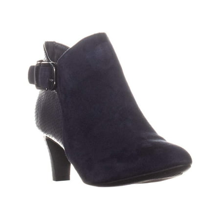 Alfani A35 Valmontt Zip Up Heeled Ankle Boots, Ink Blue