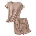 thumbnail image 3 of Womens Pajamas Set Lounge Sets Short Sleeve Sleepwear Soft Pjs Shorts Set with Pockets, Lounge Sets for Women Shorts Pajamas Set Short Sleeve Sleepwear, 3 of 8
