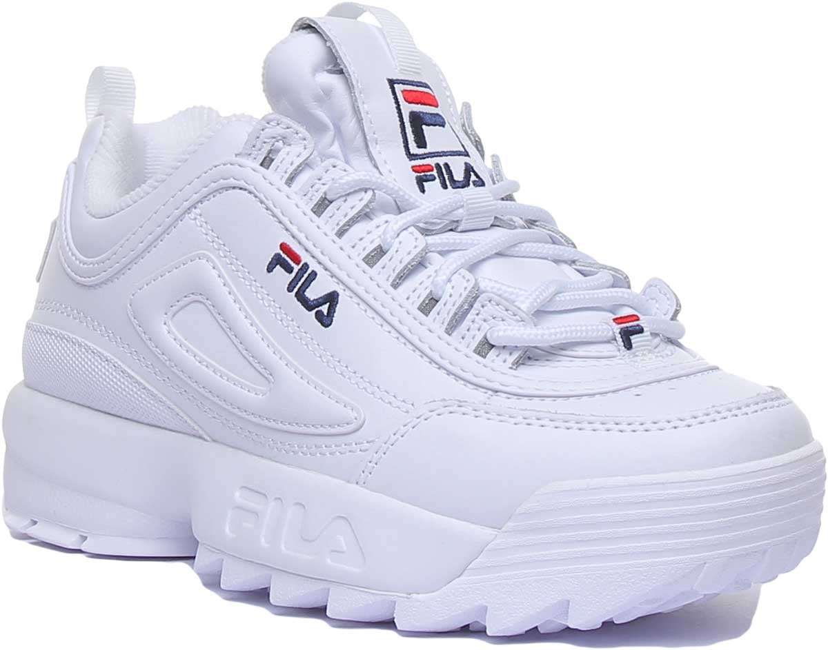 Fila Disruptor 2 Premium Women's Lace Up Chunky Sole Leather Sneakers In  White Size 8.5 