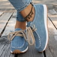 thumbnail image 2 of Modisza Womens Suede Loafers Lace up Slip on Comfortable Flat Shoes Business Casual Dressy Round Toe Walking Sneakers size 7.5 Blue, 2 of 7