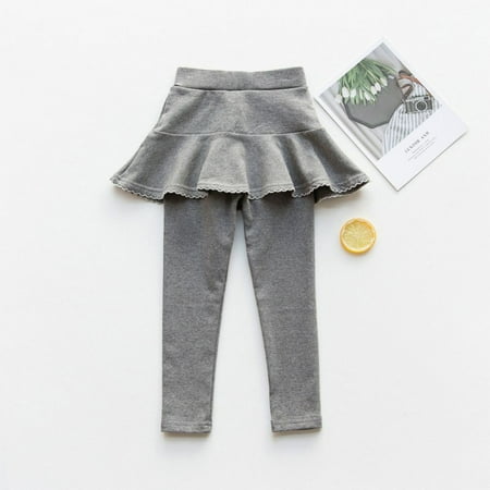 

Child Girls Plus Velvet Leggings Toddler Girls Culottes Winter Warm Leggings Fake Two-piece Stitching Pantskirt Spring Autumn All-match Skirtpants