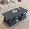 thumbnail image 3 of Modern Rectangular Coffee Table with 6 Storage Shelves - Geometric Design, Blue, 3 of 10