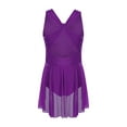 thumbnail image 4 of Raenseen Justaucorps de Patinage en Strass pour Filles Robe de Danse Ballet Lyrique Découpe Dos Costume de Performance Violet 12, 4 of 7