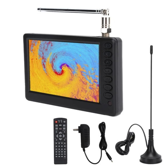 TV Portátil Acogedor Negro 5 Pulgadas 1080P ATSC con Batería Recargable para Coche, Camping y Cocina