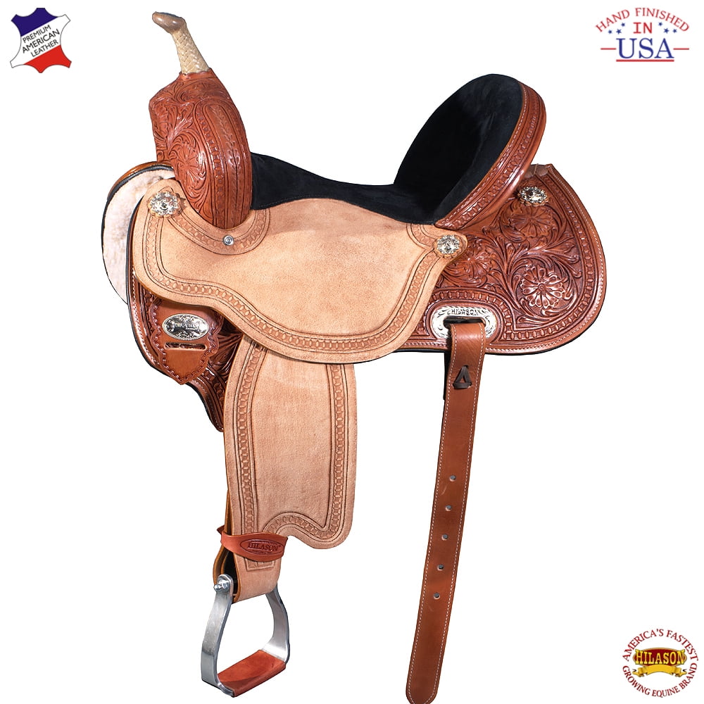 Western Horse Ranch Roping Saddle Trail American Leather Hilason ...