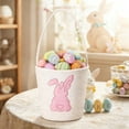 thumbnail image 5 of QuanTara Easter Storage Basket, Woven Cotton Rope Decorative Bin with Bunny Design, Multifunctional Organizer for Toys Eggs Gifts, Home Decor, 9.8x7.9x7.9in, Pink, 5 of 6