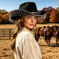thumbnail image 2 of Western Cowboy Hat for Men Women Black Cowboy Country Unisex Halloween Classic Roll Up Fedora Hat, 2 of 5