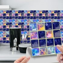 pdqouc Clearance Wallercity 10-Sheets Glossy Peel and Stick Kitchen Backsplash Tile Stickers Vinyl Waterproof Self Adhesive Stick on Subway Tile Stick on Tile for Bathroom 3D Wall Marble Wall Tiles