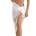 thumbnail image 3 of Women Beach Sarongs Sheer Mesh Swimsuit Cover Up, Bikini Wrap Skirt Swimwear Bathing Suits, White, 3 of 6