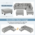 thumbnail image 3 of 105" Modern Sectional Sofa with Storage Ottoman, L-Shape Velvet Couch with 2 Pillows and Cup Holders,Sectional Sofa with Reversible Chaise for Living Room, Apartment, Bedroom, Gray, 3 of 8