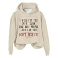 thumbnail image 4 of Hpapadks Womens Hoodies Casual Long Sleeve Letter Graphic Printed Drawstring Blouse Women's Sweatshirt Beige L, 4 of 4