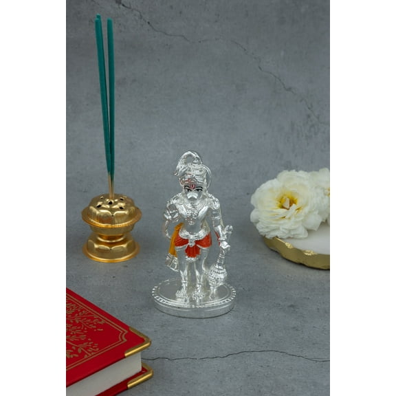Standing Hanuman Idol in Silver - 4 Inches
