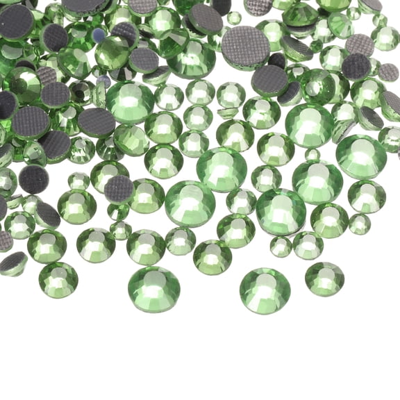 1036 Pcs Hotfix Rhinestones Flatback Crystal Glass Gems with Clear Bag Nail Art Kit for Crafts Clothes DIY Decoration 5 Sizes (SS6-SS30 Set,Light Green)