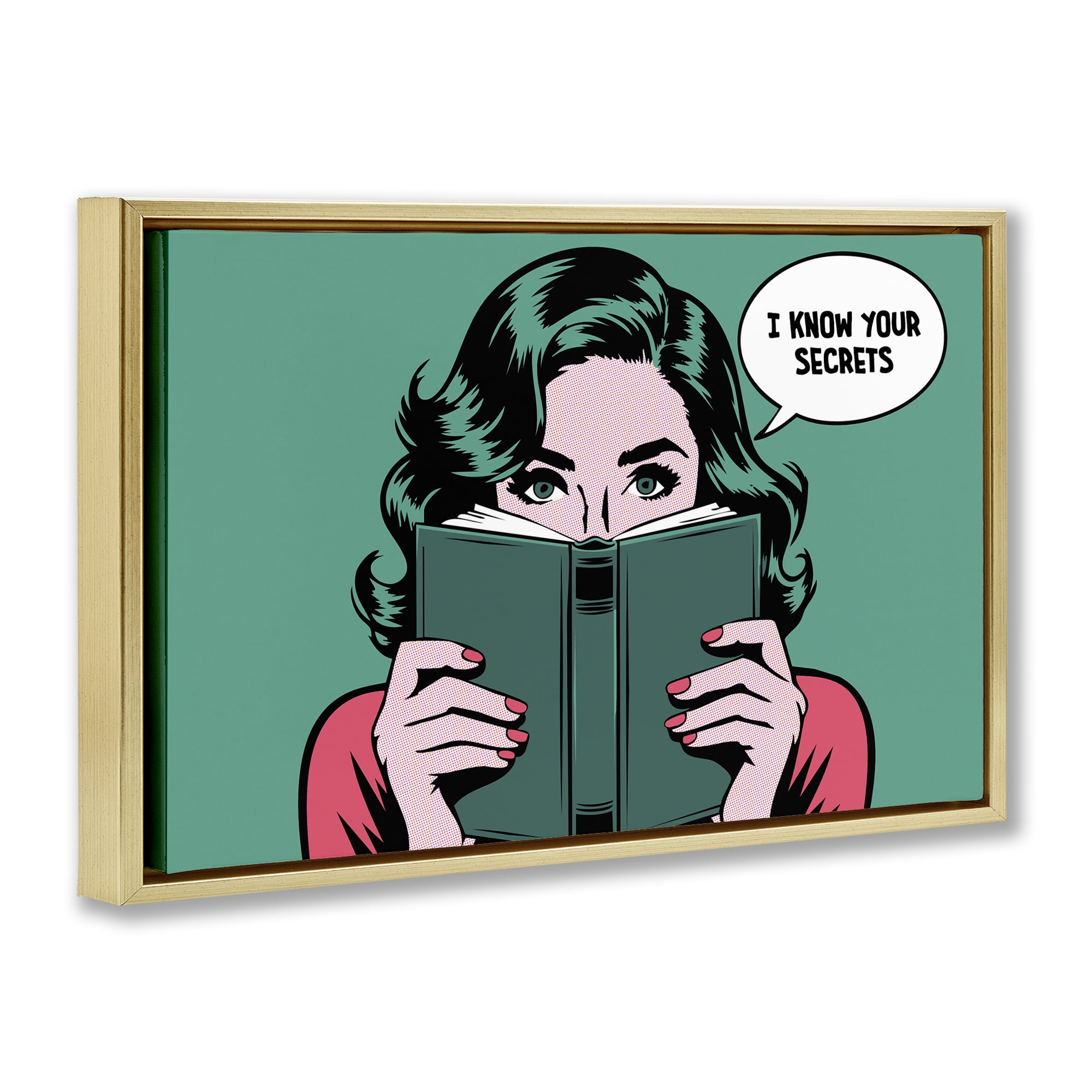 Stupell Industries Know Your Secrets Gold Framed Floater Canvas Wall Art, design by Andreas Magnusson