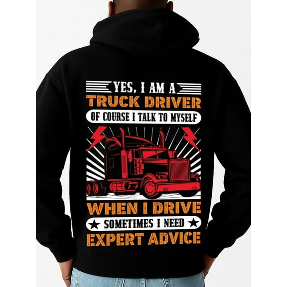 Truck Driver Humor hoodies funny humor men's long sleeve black Winter wear, vintage style, comfortable fit, patterned sweatshirt, streetwear lovers high quality husband husband