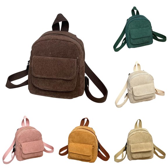 XINXIAOO Corduroy Velvet Backpack, Simple Solid Color Casual School Bag