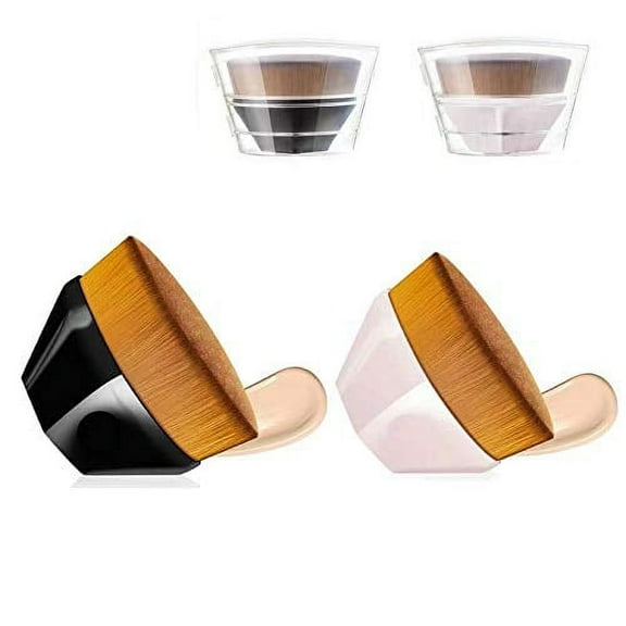 Foundation Makeup Brush, 2 Pack Face Brush Multifunctional for Suitable for Blending Liquid, Cream or Flawless Powder Cosmetics (Black/Pink)