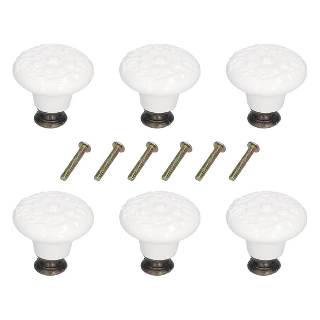 Round Ceramic Cabinet Knobs, Wide Application Durable Convenient Ceramic Door Pull Handle Easy To Install Fine Workmanship For Wardrobe For Door For Drawer White