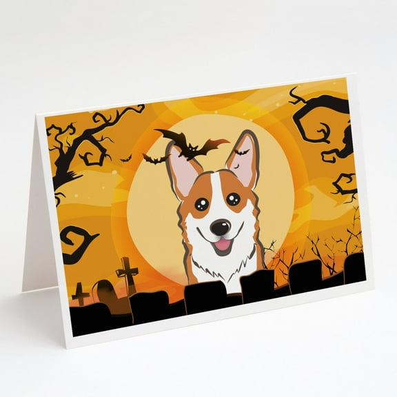 Halloween Red Corgi Greeting Cards and Envelopes Pack of 8