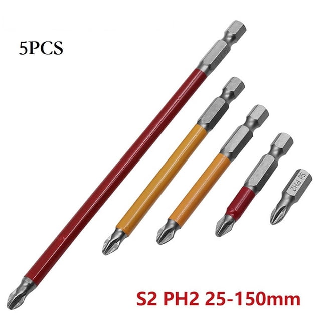 Hex Shank Magnetic Anti Slip Long Reach Electric Screwdriver 25-150Mm Bits Ph2