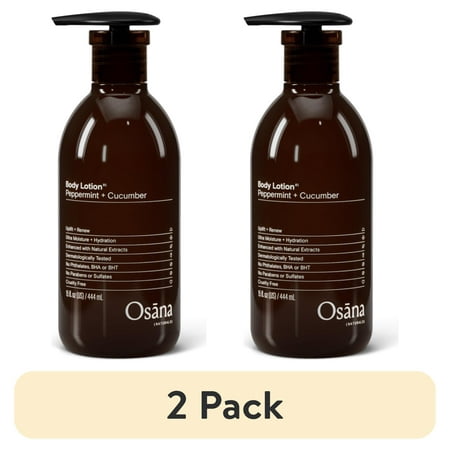 (2 pack) Osana Naturals Ultra Moisture + Hydration Body Lotion in Peppermint + Cucumber for Dry Skin - 15 OZ