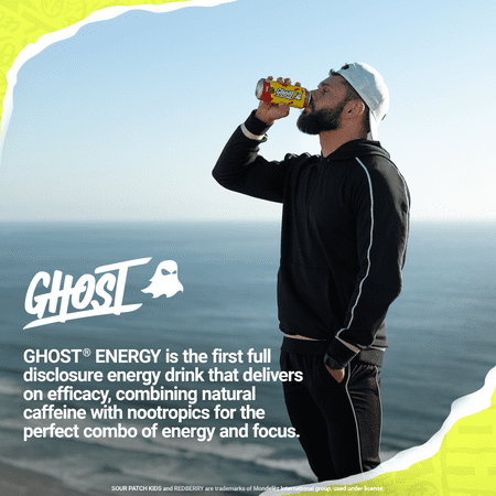 GHOST Energy Drink Zero Sugar SOUR PATCH KIDS REDBERRY (12 Drinks, 16 Fl Oz. Each)