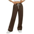 thumbnail image 1 of Women's Casual Solid Color Lace Up Straight Leg Sports Slacks2, 1 of 6