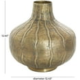 thumbnail image 3 of DecMode 13" Wide Snakeskin Inspired Brass Metal Vase with Dimensional Wavy Accents, 3 of 9