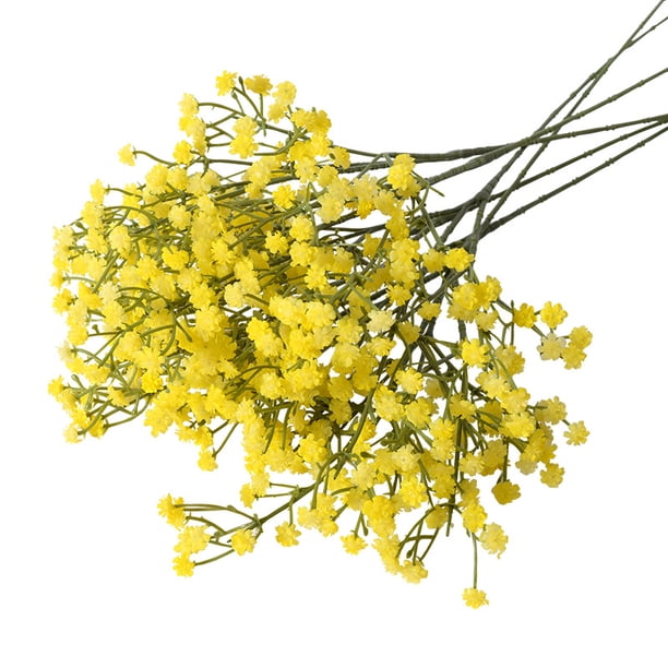 Xiao Hua 15 flores artificiales de aliento de bebé, ramo de gypsophila artificial de tacto real para arreglos florales de boda, fiestas, decoración del hogar (amarillo)